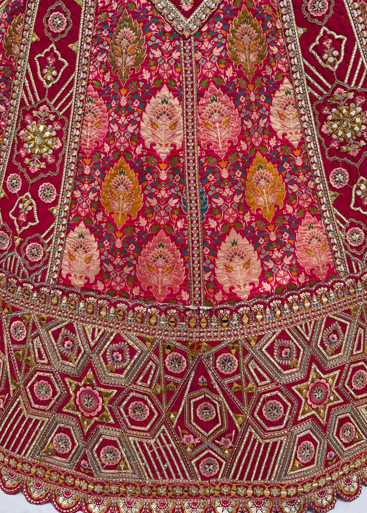 Cerise Pink Pink Banarasi Silk Bridal Lehenga Choli with Intricate Resham &amp; Zari Detailing