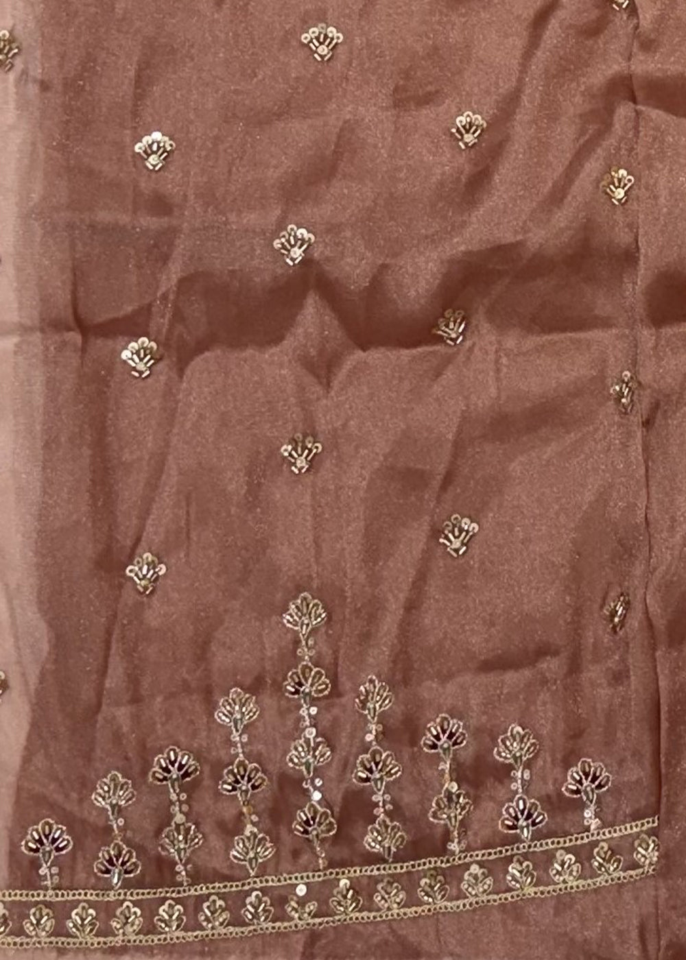 Dusty Mauve Pink Silk Lehenga Choli with Handwork, Crystal Beads &amp; Peacock Floral Embroidery