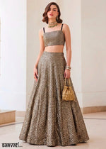 Light Brown Jacquard Soft Silk Lehenga Choli with Contemporary Styling