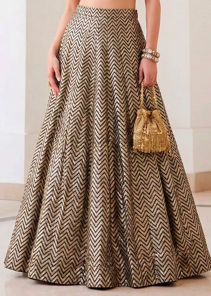 Light Brown Jacquard Soft Silk Lehenga Choli with Contemporary Styling