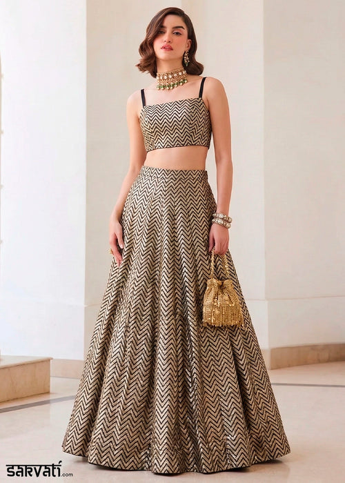 Light Brown Jacquard Soft Silk Lehenga Choli with Contemporary Styling