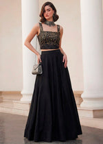 Midnight Black Soft Silk Lehenga Choli with Contemporary Styling