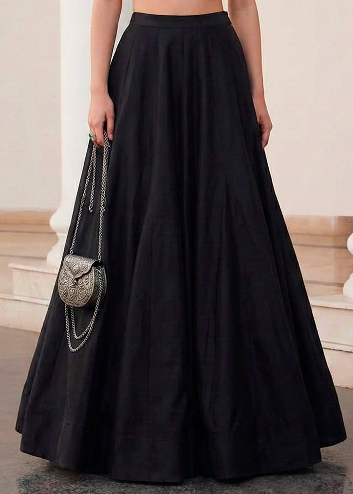 Midnight Black Soft Silk Lehenga Choli with Contemporary Styling