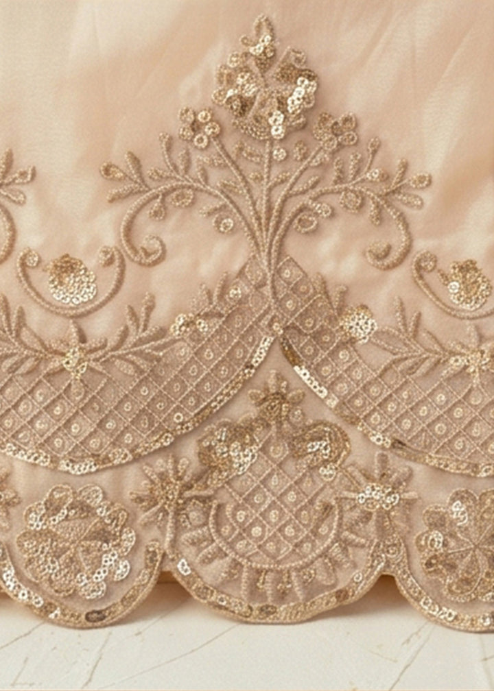 Cream White Silk Palazzo Suit with Luxury Embroidered Detailing