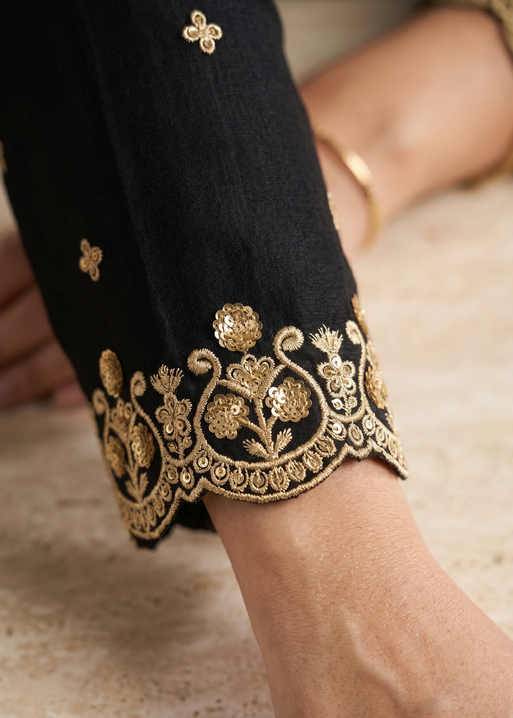 Pebble Black Silk Anarkali Gown with Heritage Embroidery Artistry