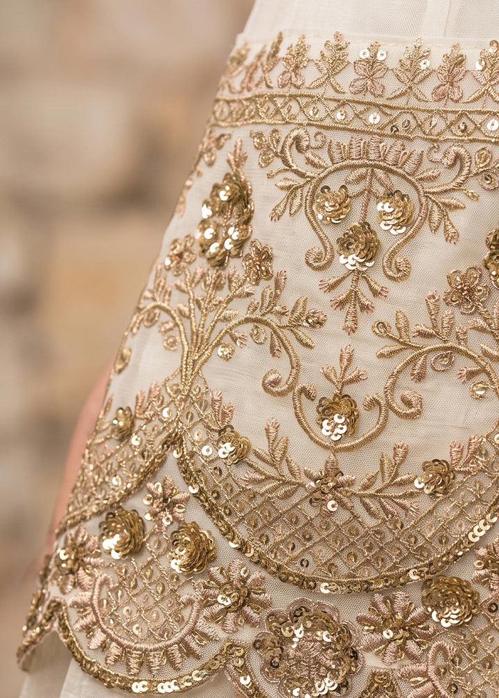 Cream White Silk Anarkali Suit with Exquisite Embroidery