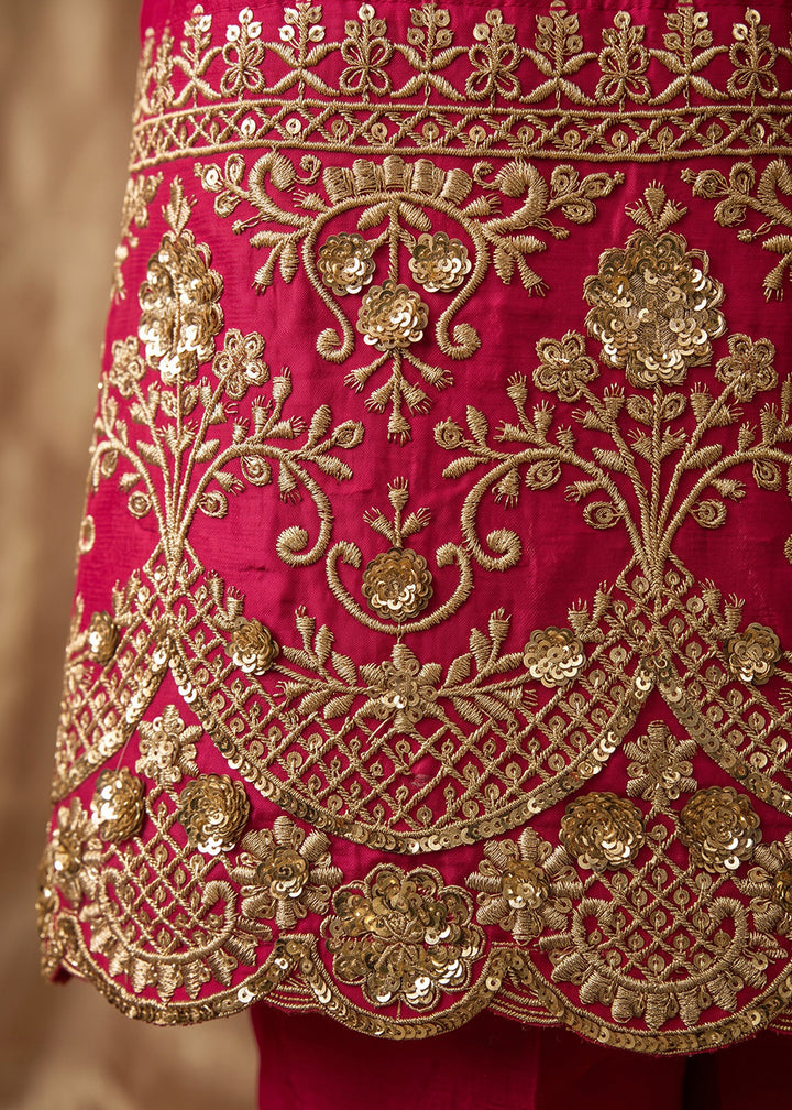 Hot Pink Silk Anarkali Suit with Exquisite Embroidery