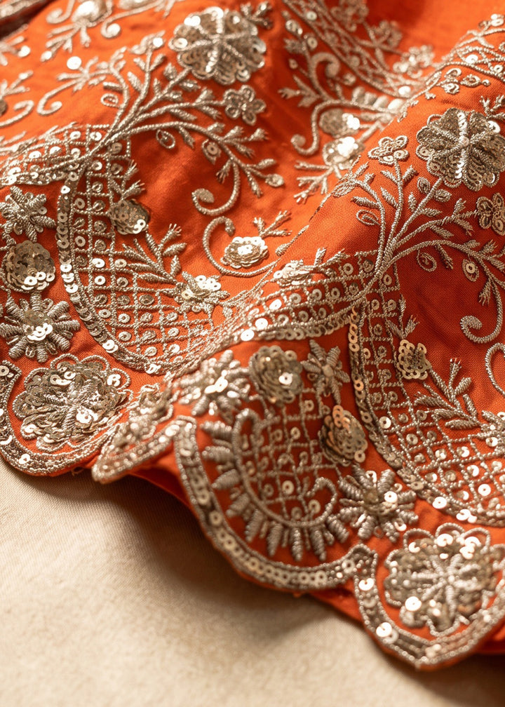 Sherbet Orange Silk Anarkali Suit with Exquisite Embroidery