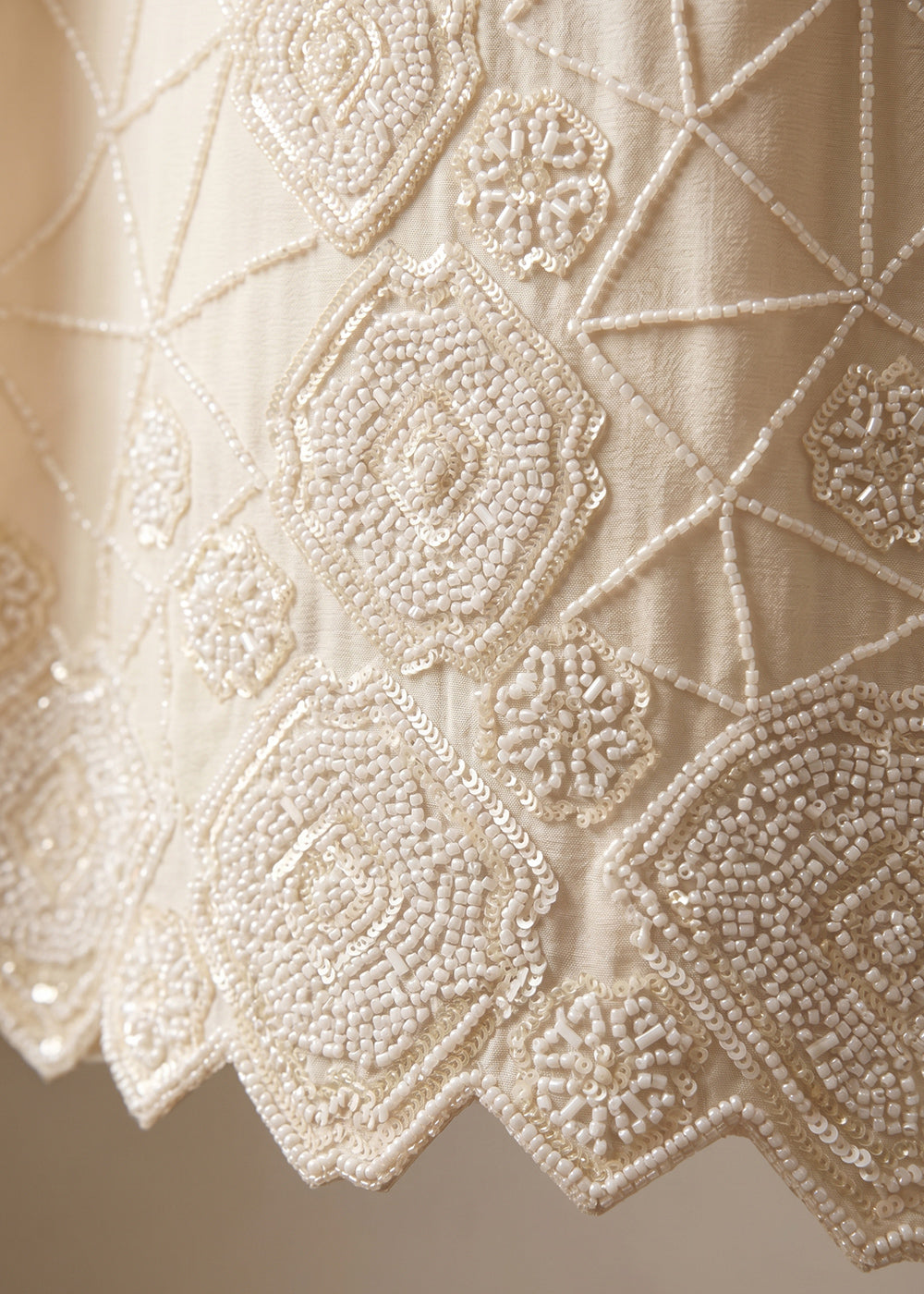 Cream White Chinon Silk Sharara Suit with Delicate Hand-Beaded Embroidery