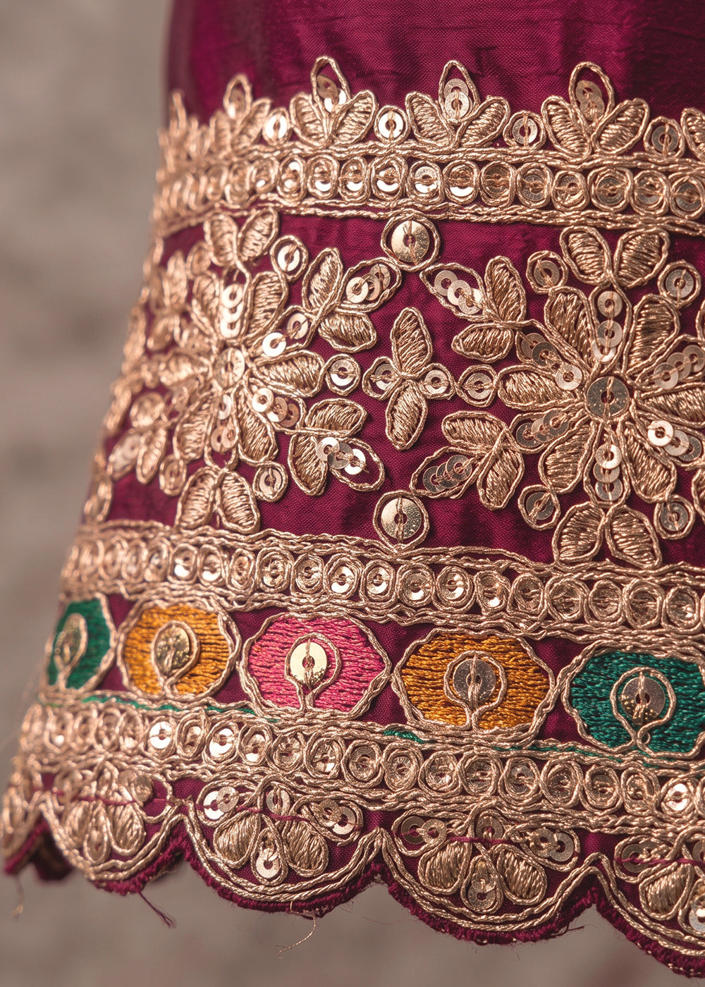 Lollipop Purple Chinon Silk Sharara Suit with Ornamental Embroidery
