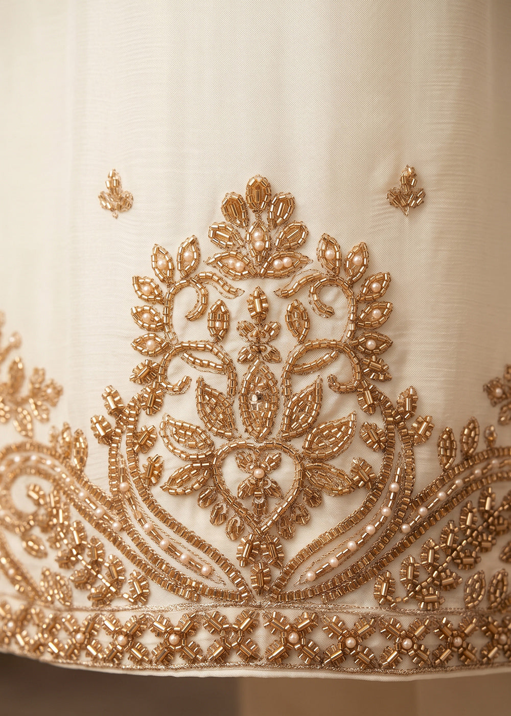 Off White Ivory Chinon Silk Palazzo Suit Set with Zardozi Paisley Embroidery