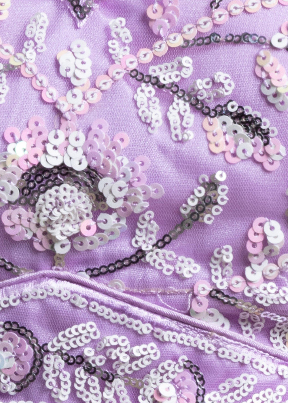 Lavender Purple Soft Net Lehenga Choli with Floral Sequin and Thread Embroidery