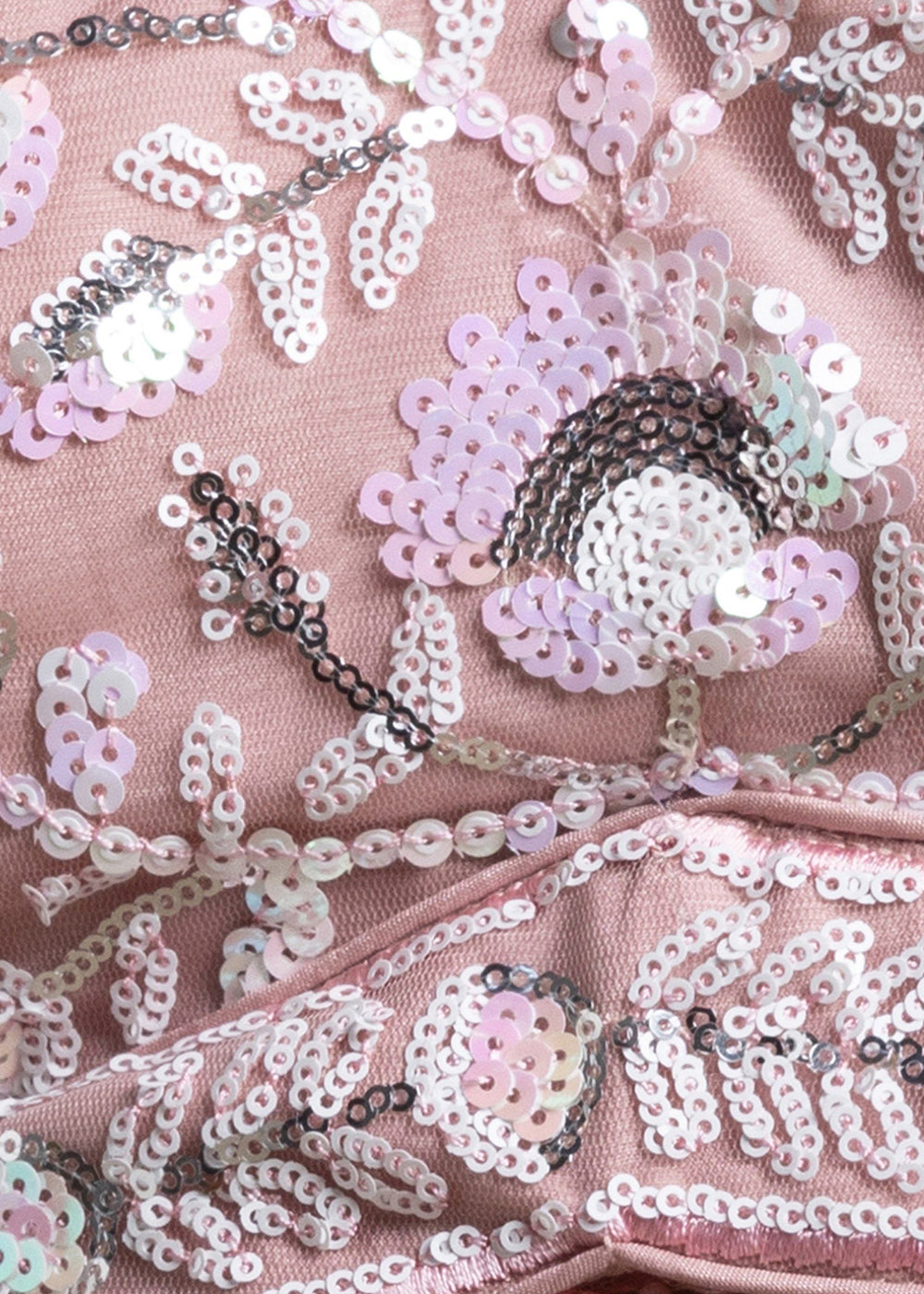 Dusty Rose Pink Soft Net Lehenga Choli with Floral Sequin and Thread Embroidery