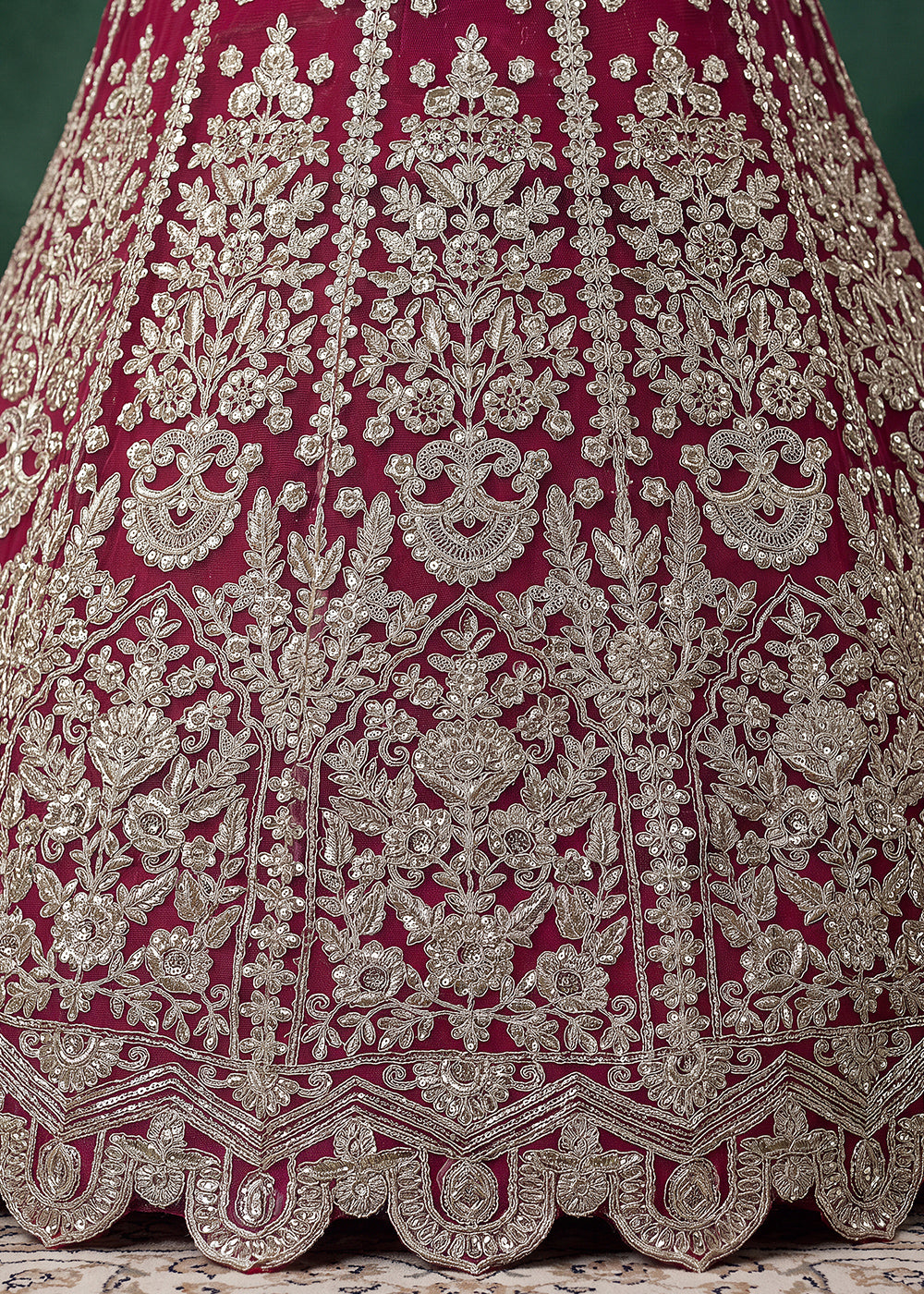 Magenta Pink Soft Heavy Embroidered Soft Net Lehenga Choli with Zari, Sequin &amp; Dori Work