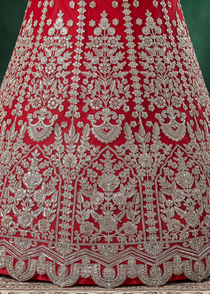 Maroon Red Soft Heavy Embroidered Soft Net Lehenga Choli with Zari, Sequin &amp; Dori Work