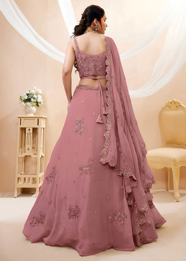 Light Lilac Purple Georgette Lehenga Choli Adorned with Zari &amp; Sequin Work