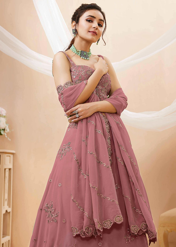 Light Lilac Purple Georgette Lehenga Choli Adorned with Zari &amp; Sequin Work