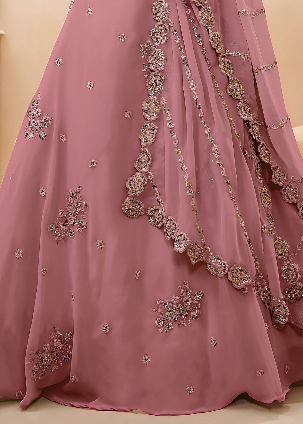 Light Lilac Purple Georgette Lehenga Choli Adorned with Zari &amp; Sequin Work