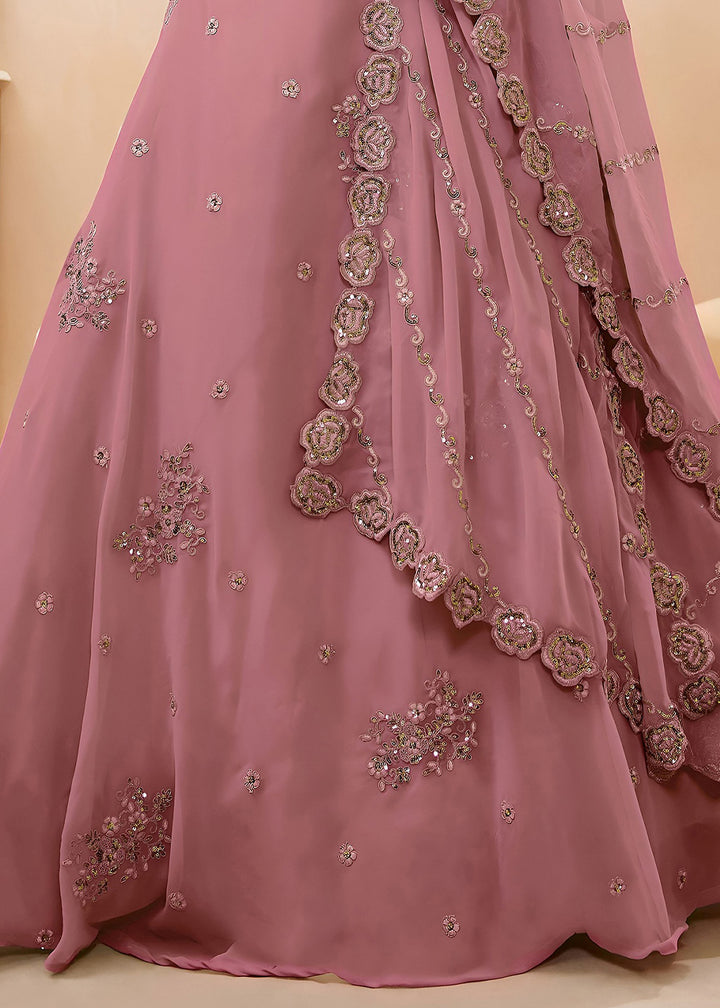 Light Lilac Purple Georgette Lehenga Choli Adorned with Zari &amp; Sequin Work
