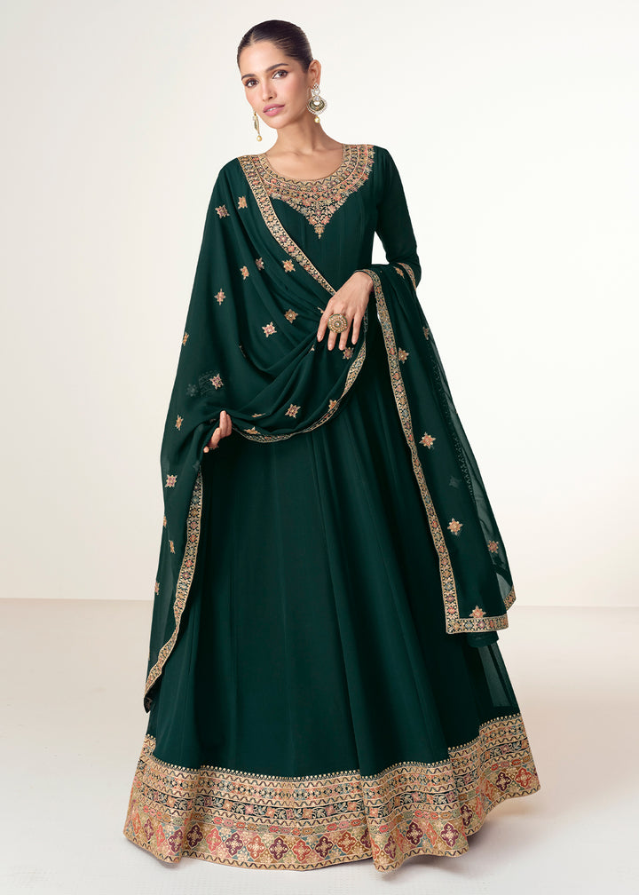 Castleton Green Anarkali Dress in Georgette with Exquisite Embroidery