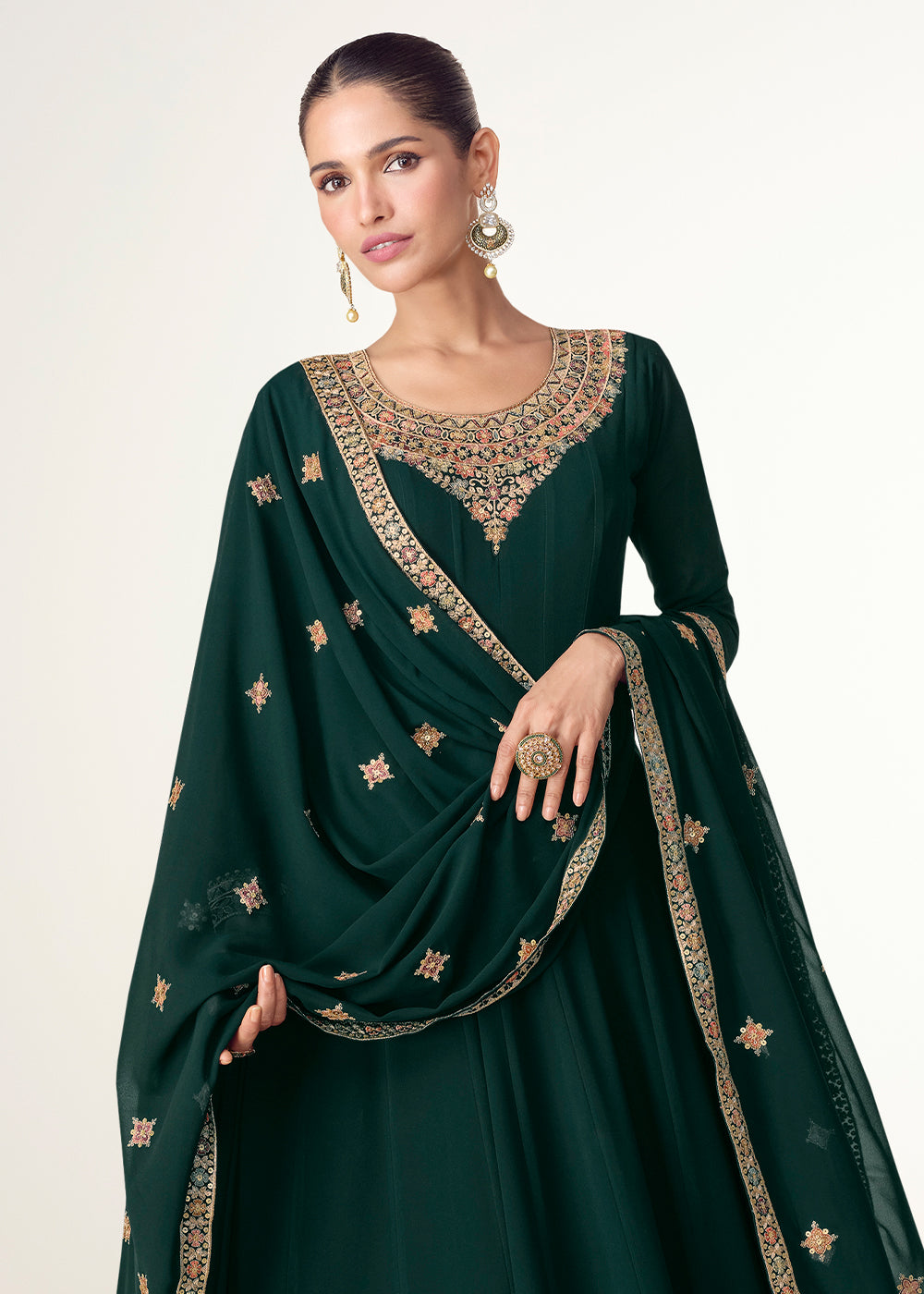 Castleton Green Anarkali Dress in Georgette with Exquisite Embroidery