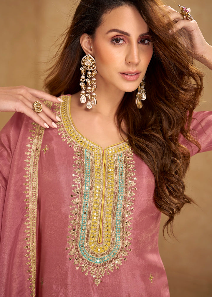 Hopbush Purple Simar Silk Festive Salwar Suit with Embroidered Detailing