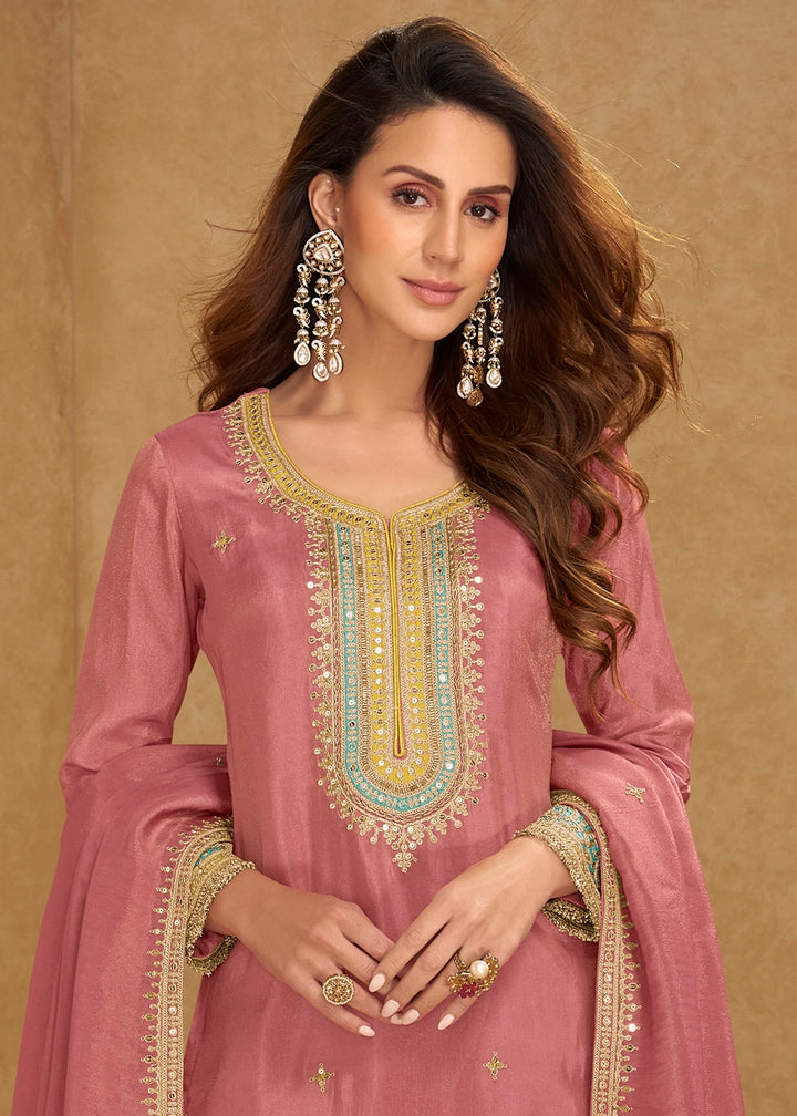 Hopbush Purple Simar Silk Festive Salwar Suit with Embroidered Detailing