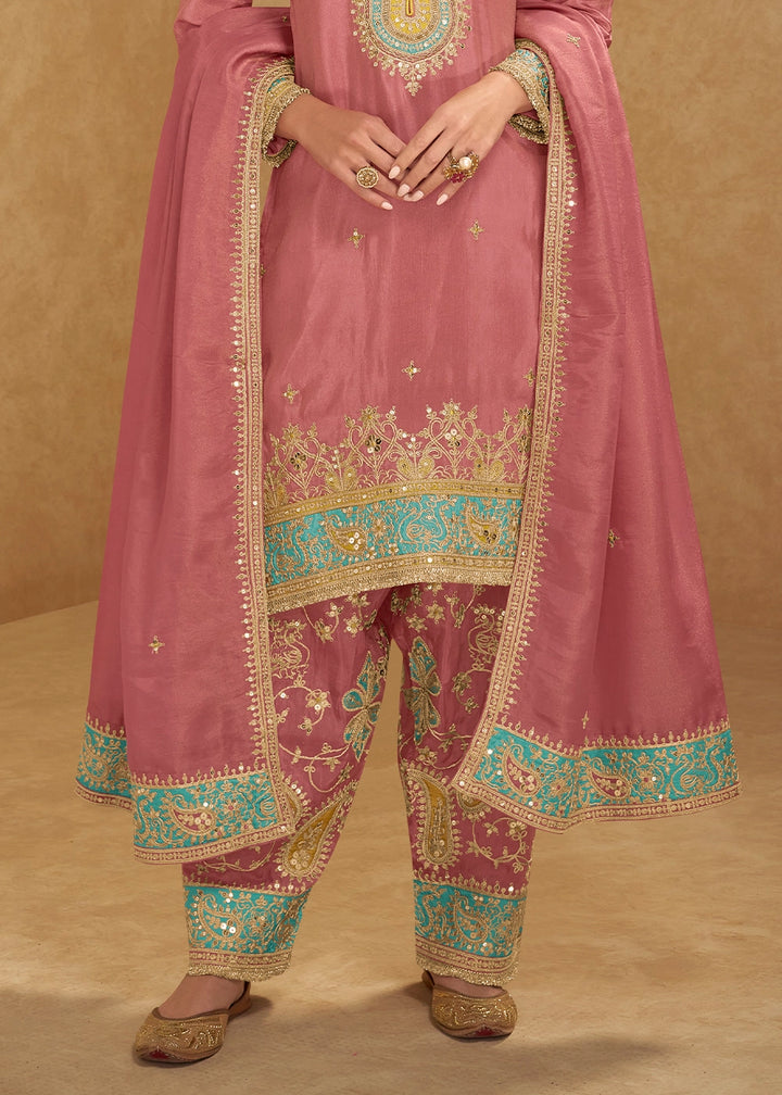 Hopbush Purple Simar Silk Festive Salwar Suit with Embroidered Detailing
