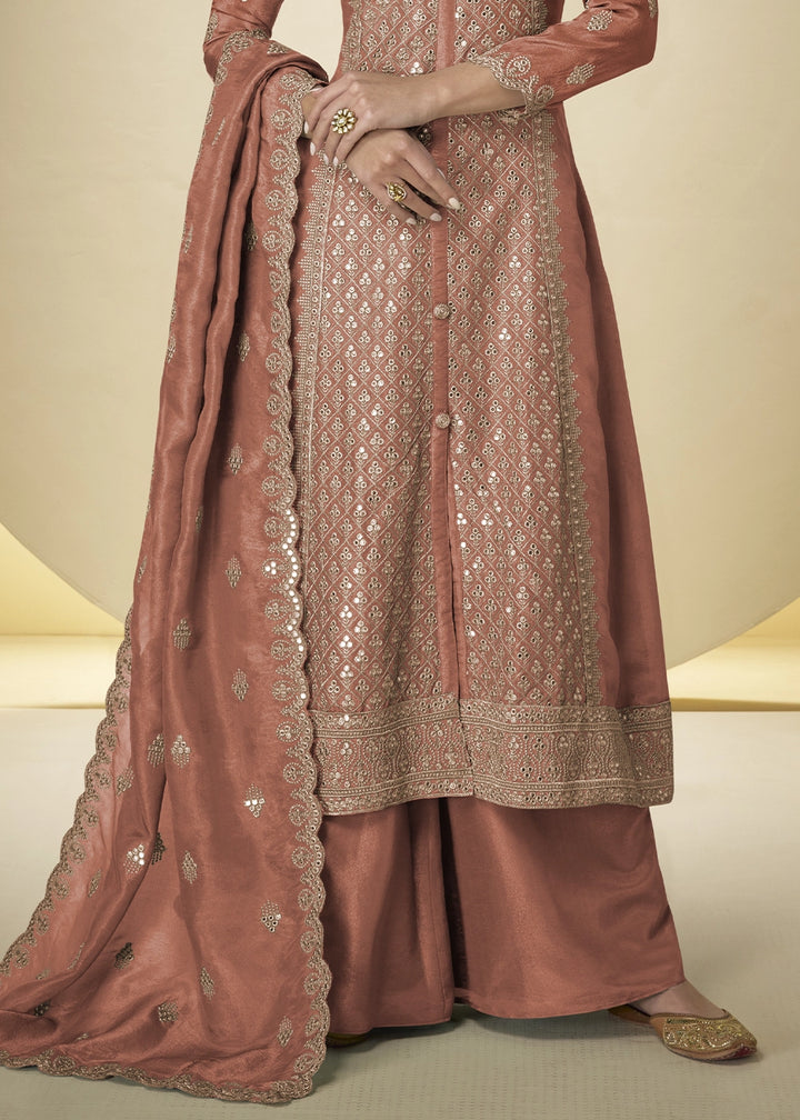 Sienna Brown Simar Silk Palazzo Suit – Luxe Embroidery
