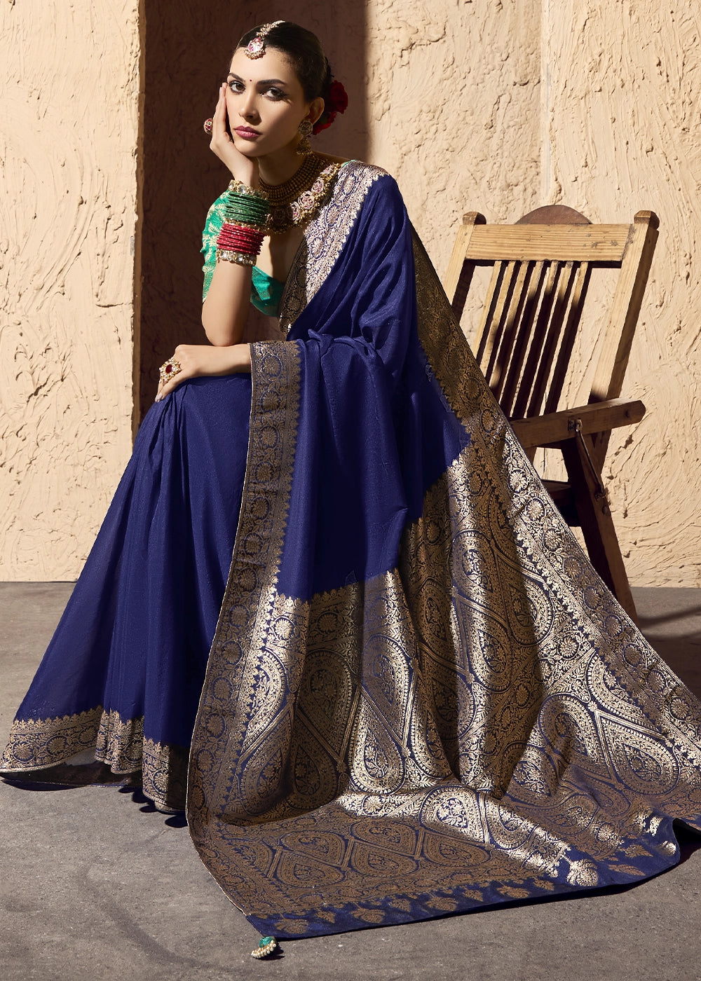 Berry Blue Viscose Silk Saree with Rich Zari Weaving