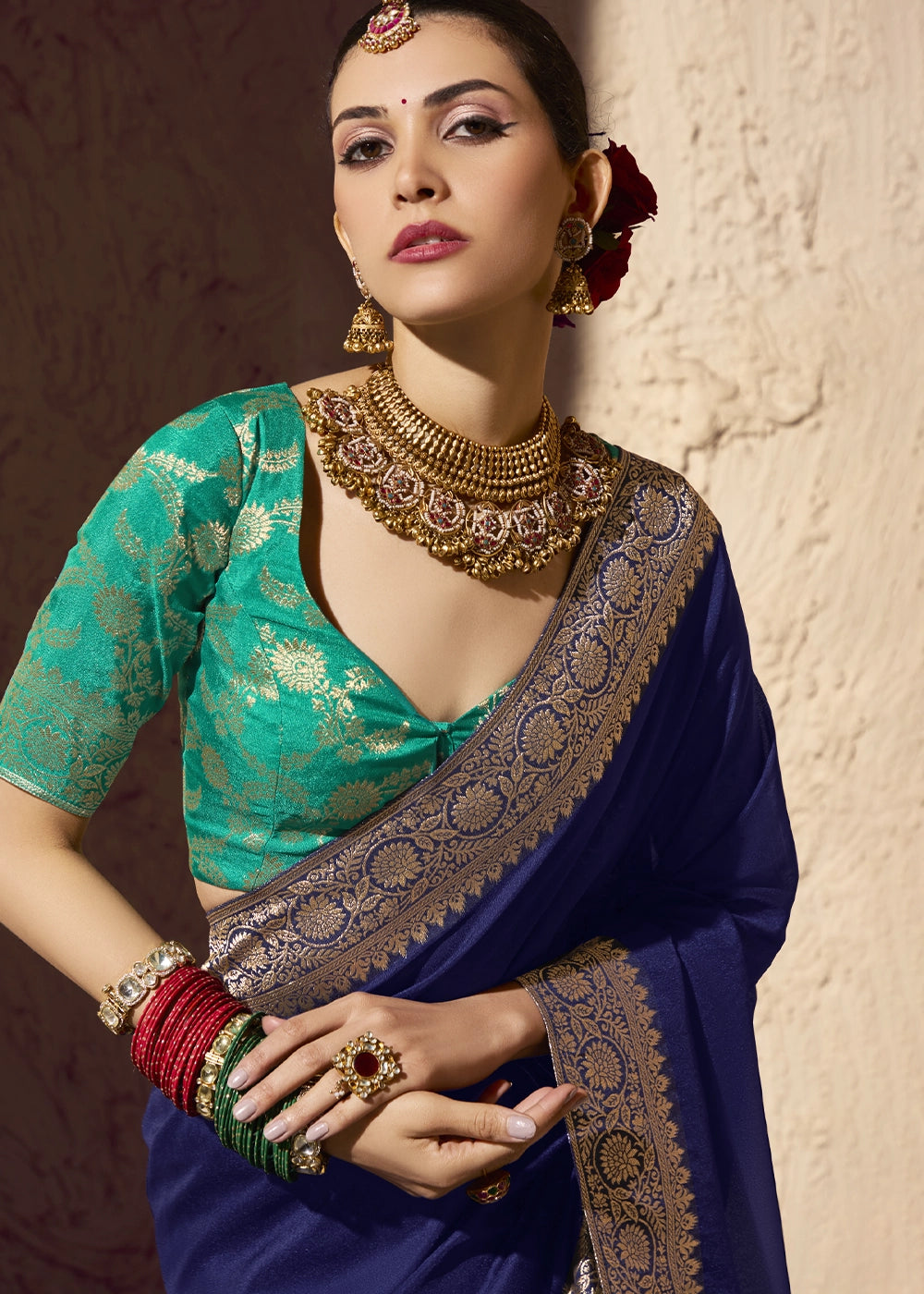 Berry Blue Viscose Silk Saree with Rich Zari Weaving