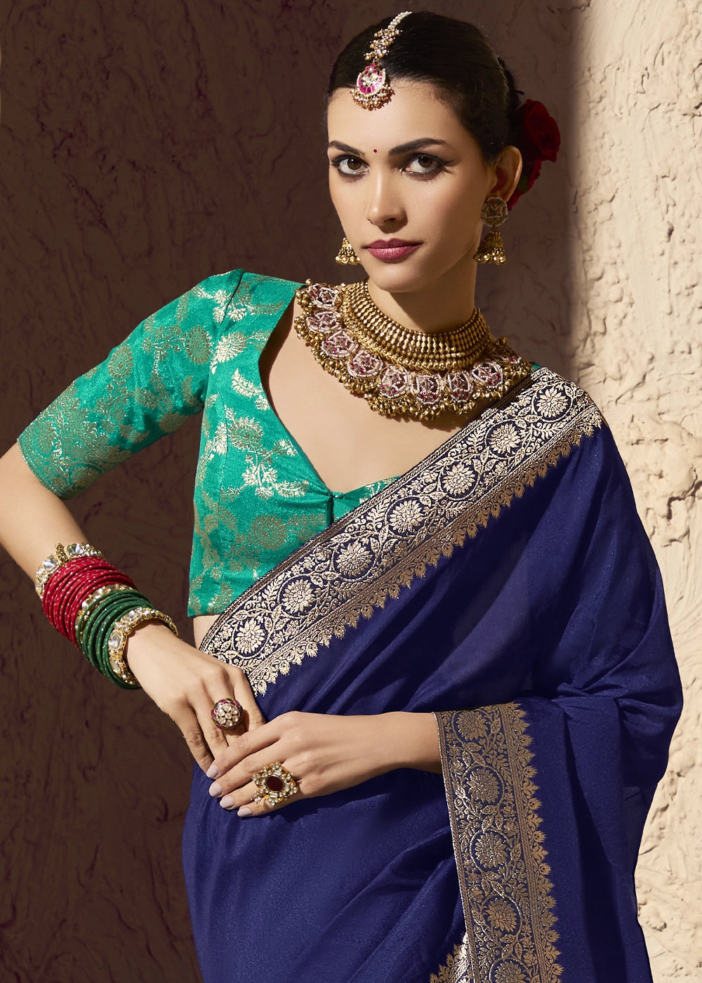 Berry Blue Viscose Silk Saree with Rich Zari Weaving