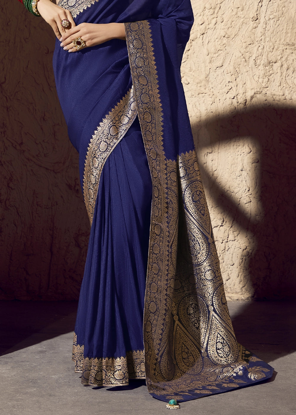 Berry Blue Viscose Silk Saree with Rich Zari Weaving