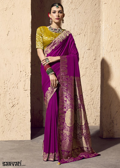 Lollipop Purple Viscose Silk Saree with Rich Zari Weaving