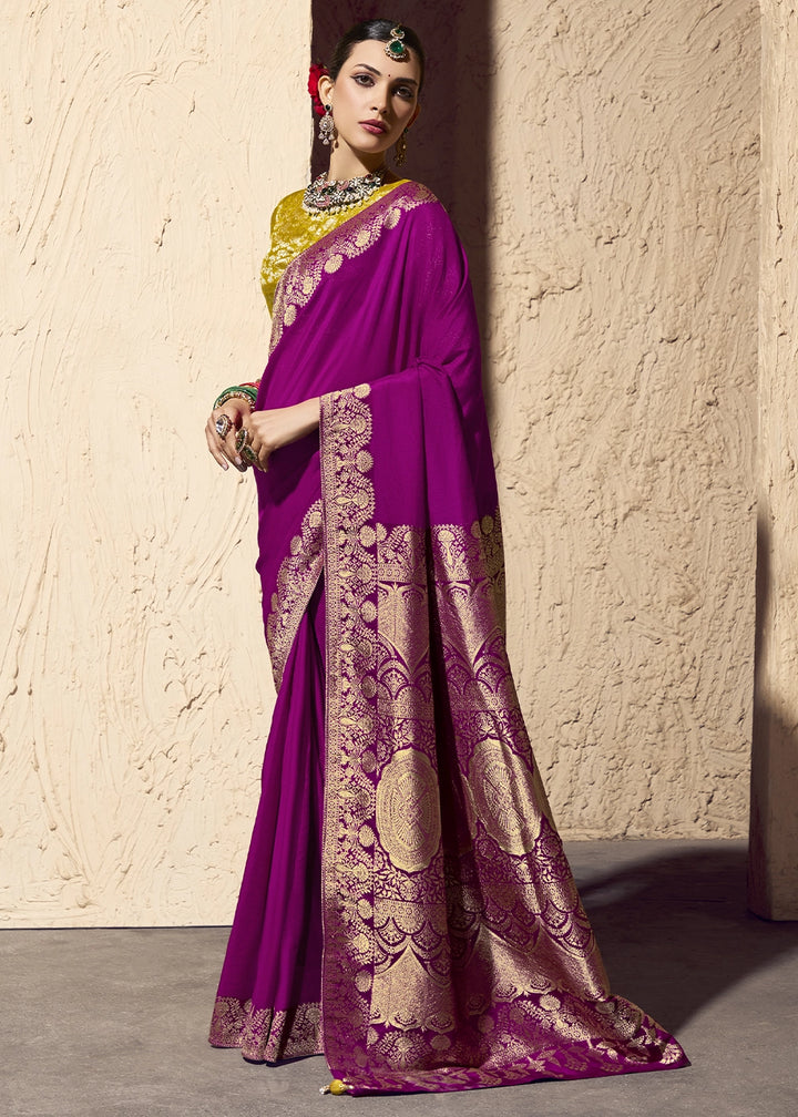 Lollipop Purple Viscose Silk Saree with Rich Zari Weaving