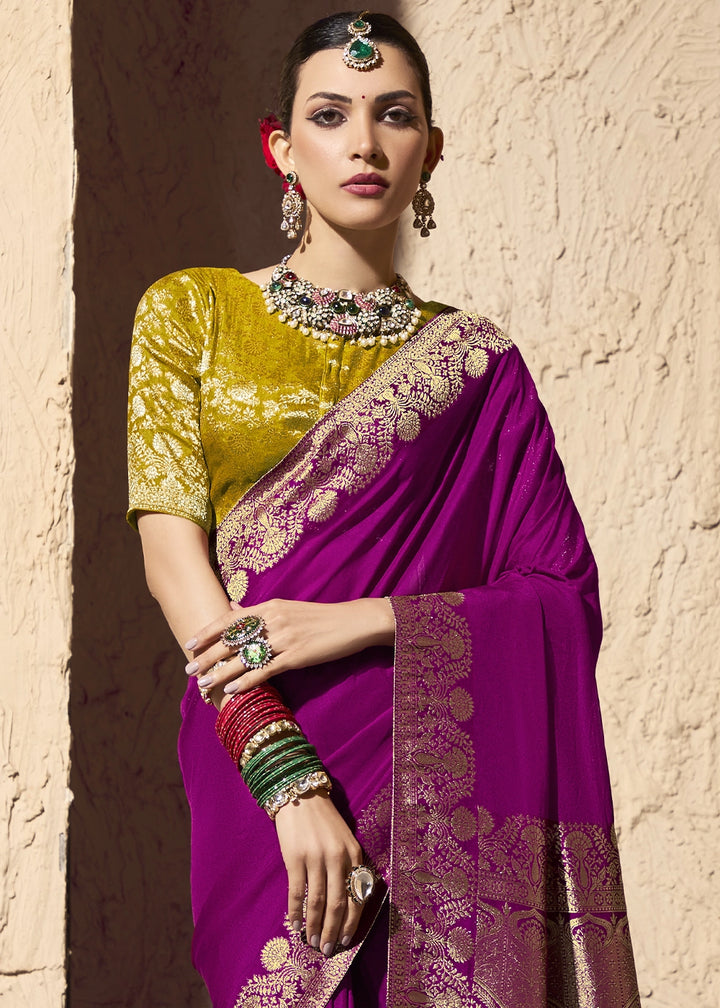 Lollipop Purple Viscose Silk Saree with Rich Zari Weaving