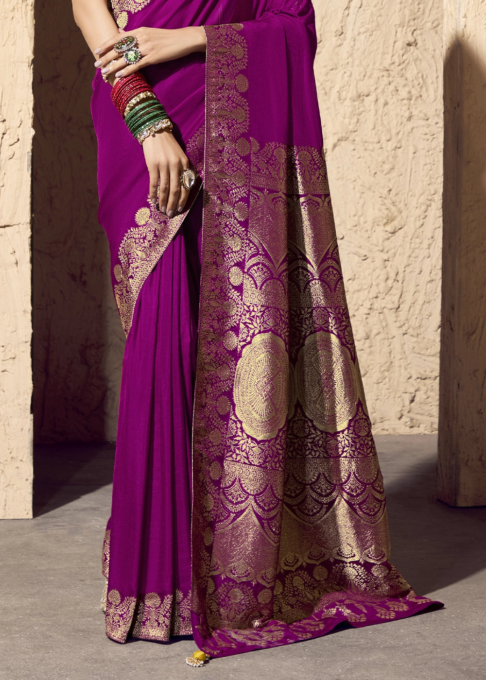 Lollipop Purple Viscose Silk Saree with Rich Zari Weaving