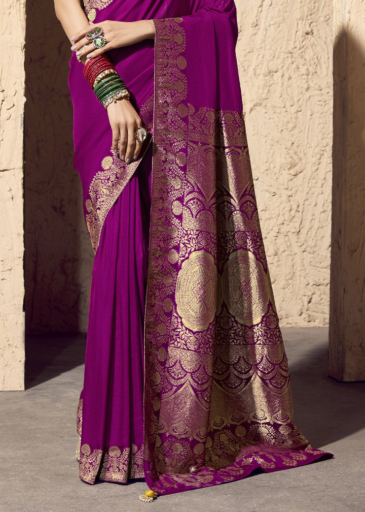 Lollipop Purple Viscose Silk Saree with Rich Zari Weaving