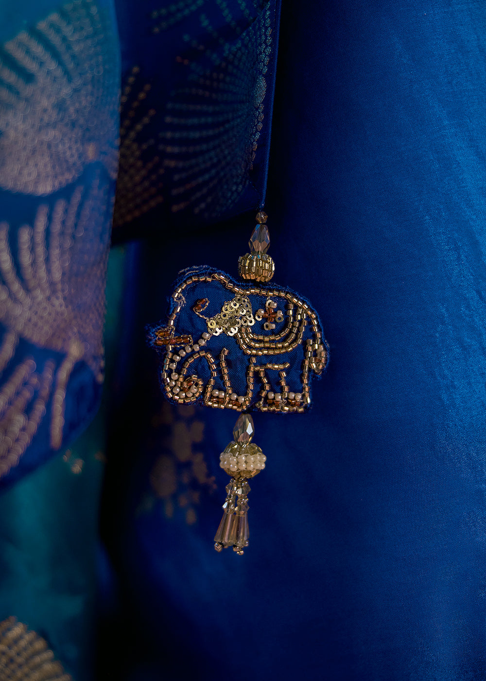 Tones of Blue Ombre Dola Crepe Silk Saree with Intricate Zari & Woven Motif Detailing