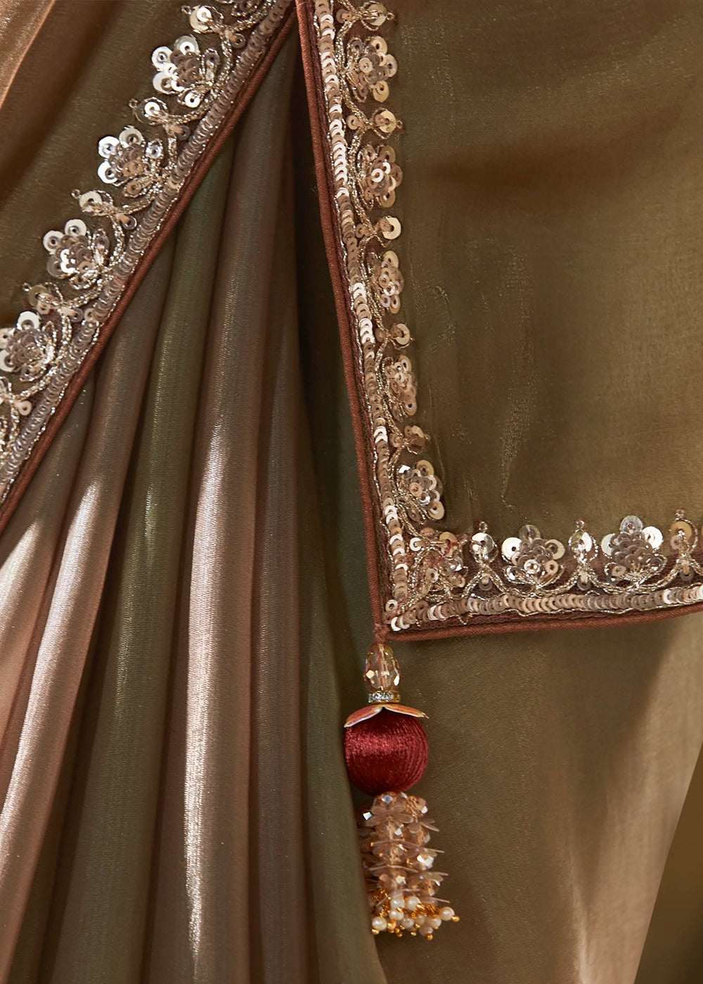 Multi Colored Shaded Tissue Saree with Dhaga,Thread & Sequin Embellishments