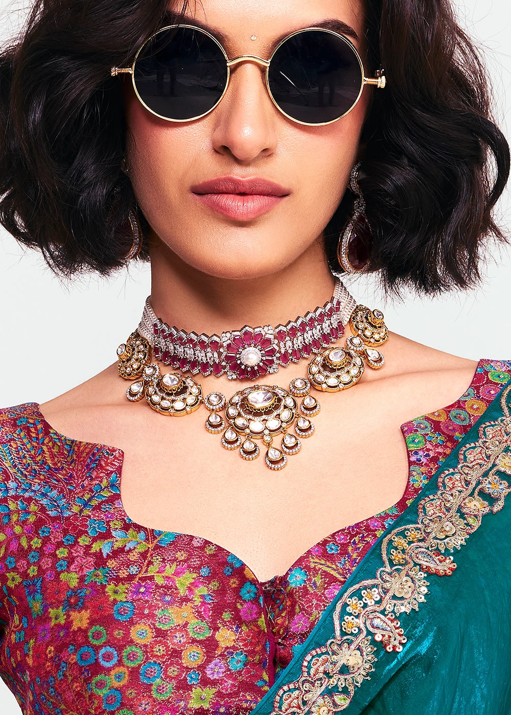 Celadon Blue Embellished Tissue Saree with Sequins and Thread Work