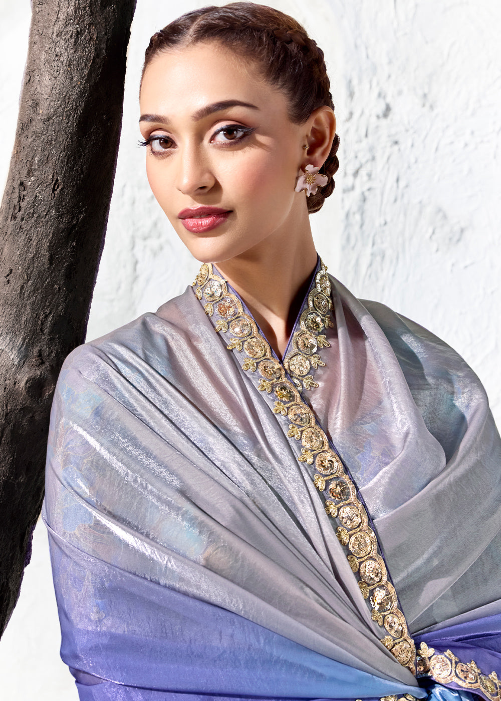 Shades Of Blue Designer Organza Saree with Shimmering Sequin Detailing