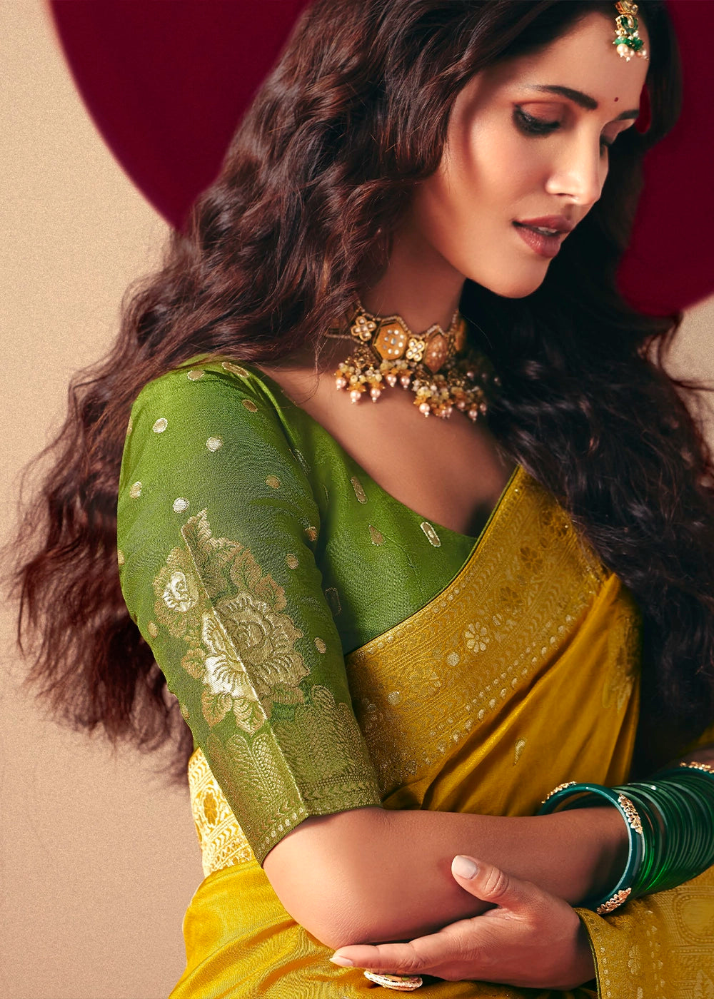 Canary Yellow Viscose Dola Silk Saree with Intricate Zari Weaving