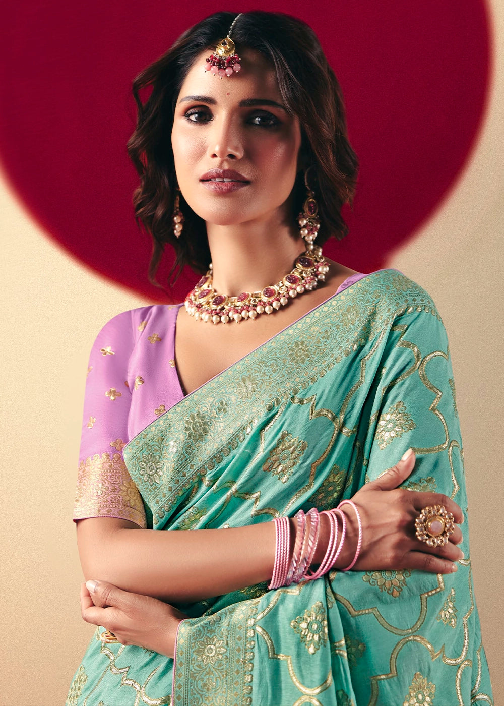 Electric Blue Viscose Dola Silk Saree with Intricate Zari Weaving