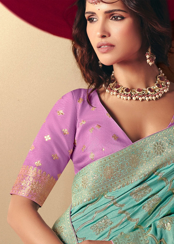Electric Blue Viscose Dola Silk Saree with Intricate Zari Weaving