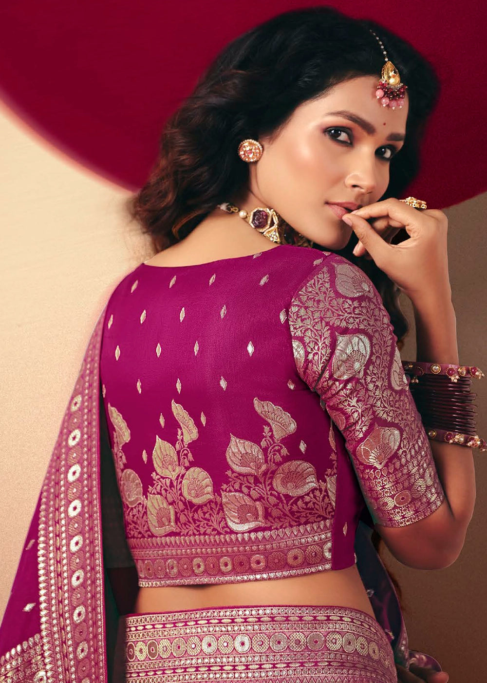 Magenta Purple Viscose Dola Silk Saree with Intricate Zari Weaving
