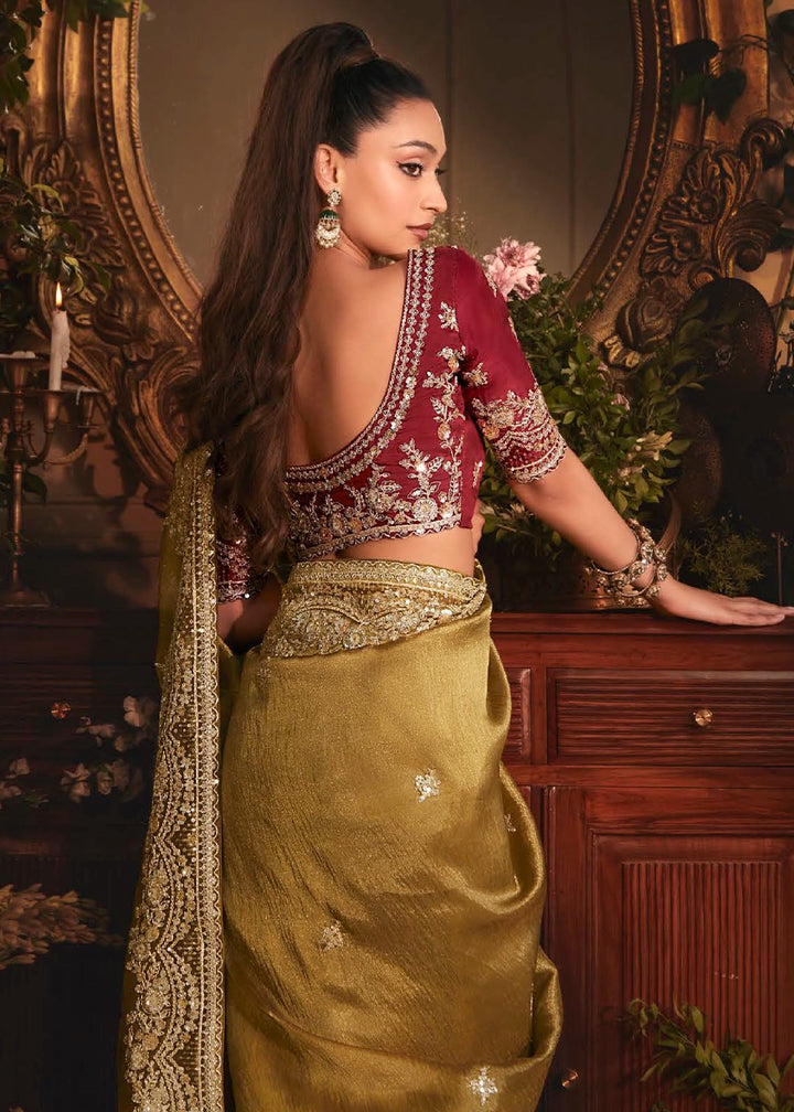 Dijon Yellow Embroidered Tissue Organza Saree – Designer Collection
