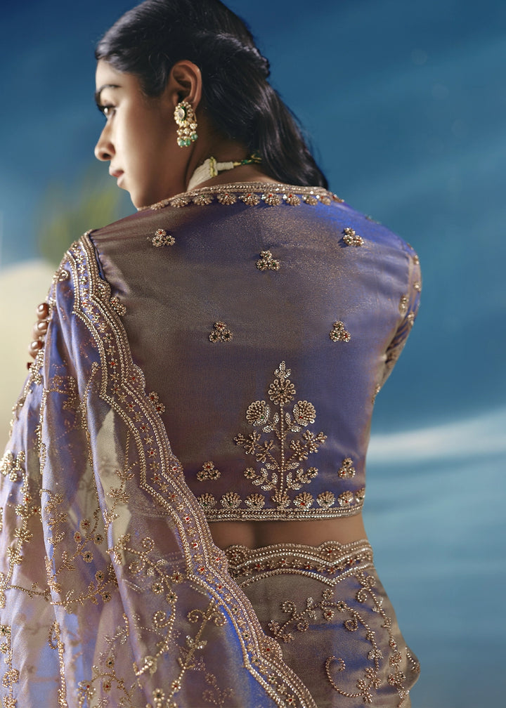 Light Purple Satin Organza Saree with Elegant Sequin & Stone Detailing