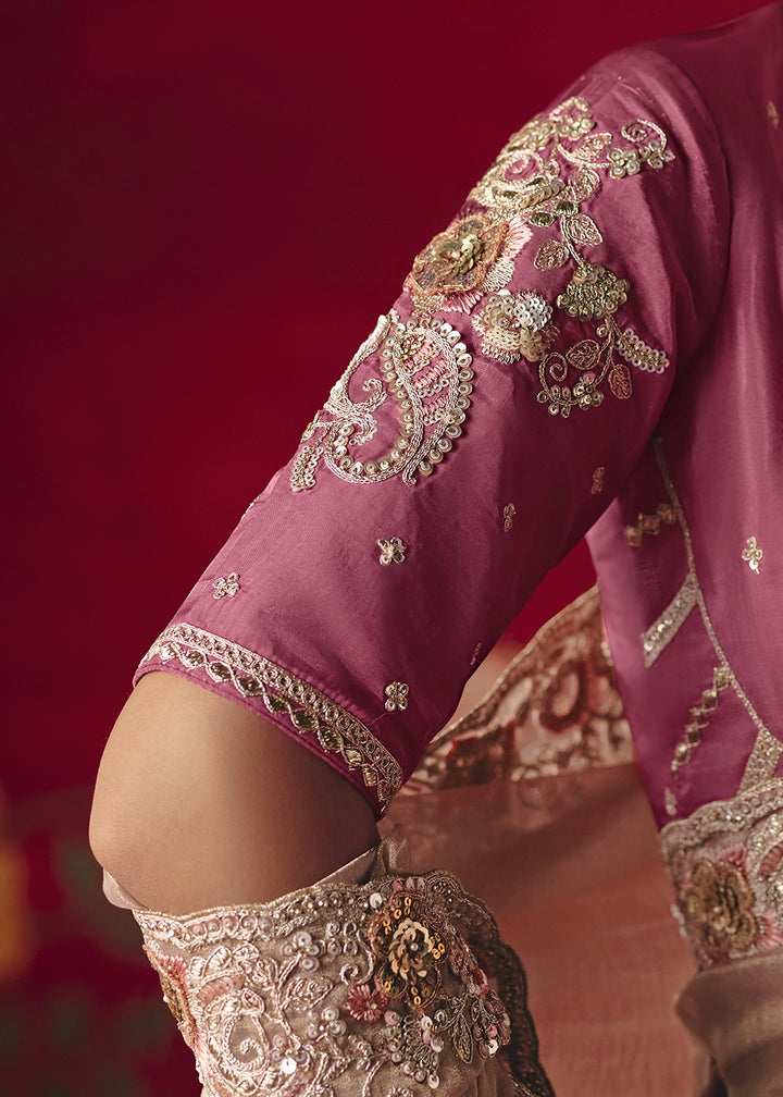 Light Pink Tissue Silk Saree adorned with Sequins and Thread Embroidery