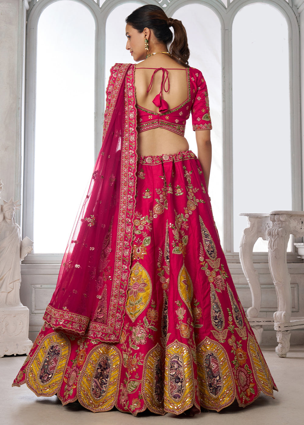 Rani Pink Silk Bridal Lehenga with Heritage Embroidery